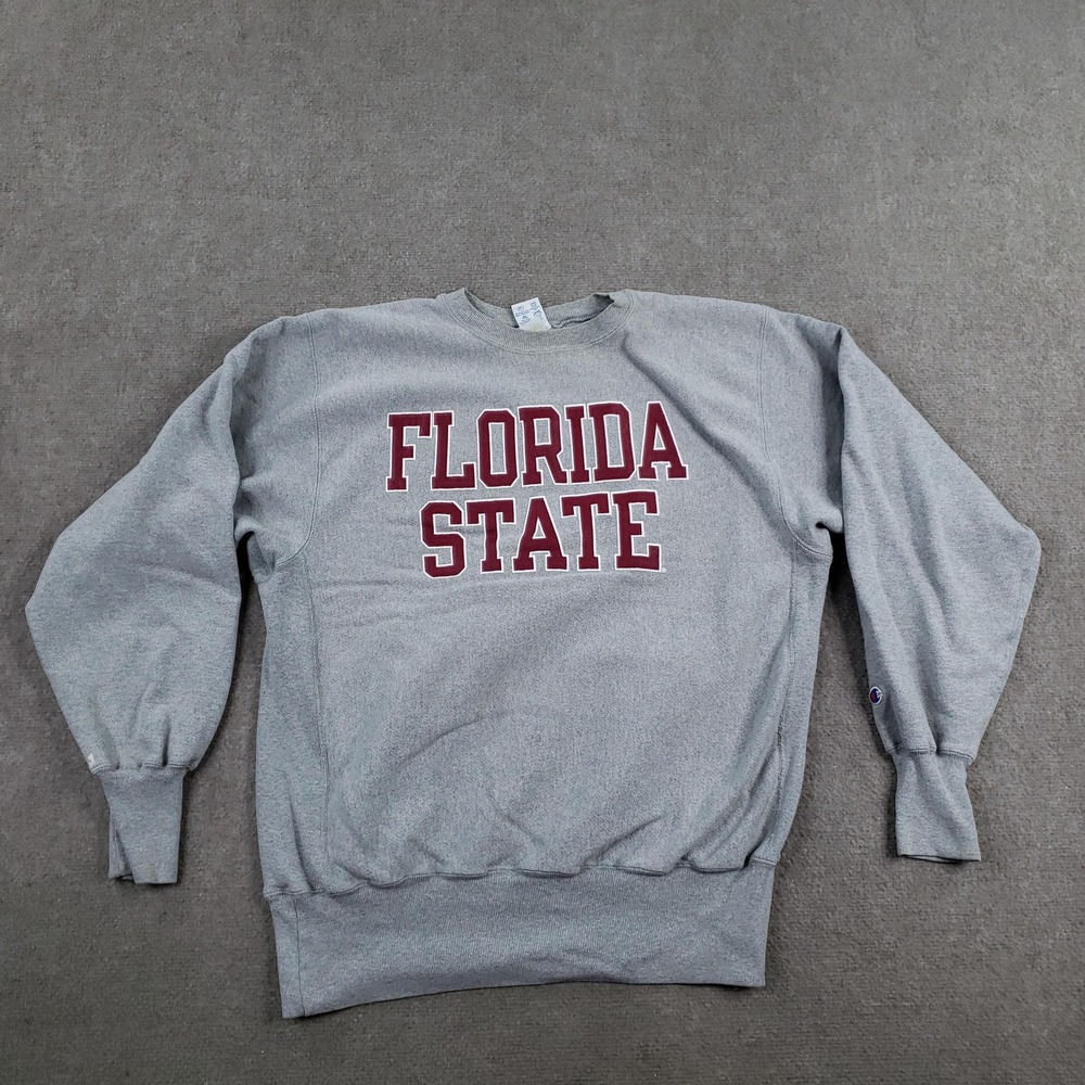 Vtg Florida State Sweatshirt Mens XL Gray Crew Neck Champion Reverse Weave